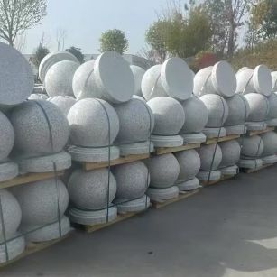 乐山 白麻花岗岩石材圆球，石球，挡车球，隔离球，景观石球，风水球等