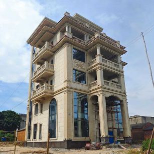 乐山 黄金麻花岗岩石材别墅外墙干挂搭配（雕花栏杆花瓶柱门楼罗马柱）