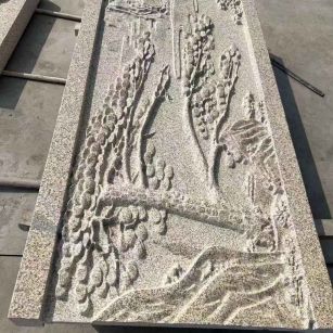 乐山 黄金麻雕刻板浮雕迎客松