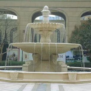 乐山 黄金麻花岗岩异型加工——户外庭院石雕流水喷泉