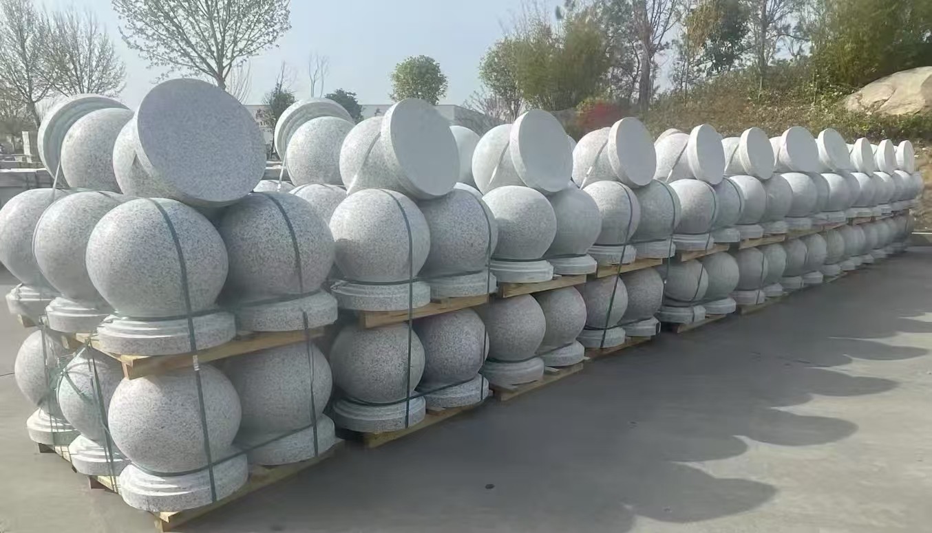 乐山 白麻花岗岩石材圆球，石球，挡车球，隔离球，景观石球，风水球等