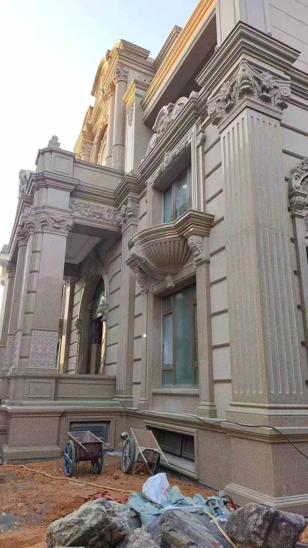 乐山 黄金麻花岗岩光面别墅外墙干挂施工完成